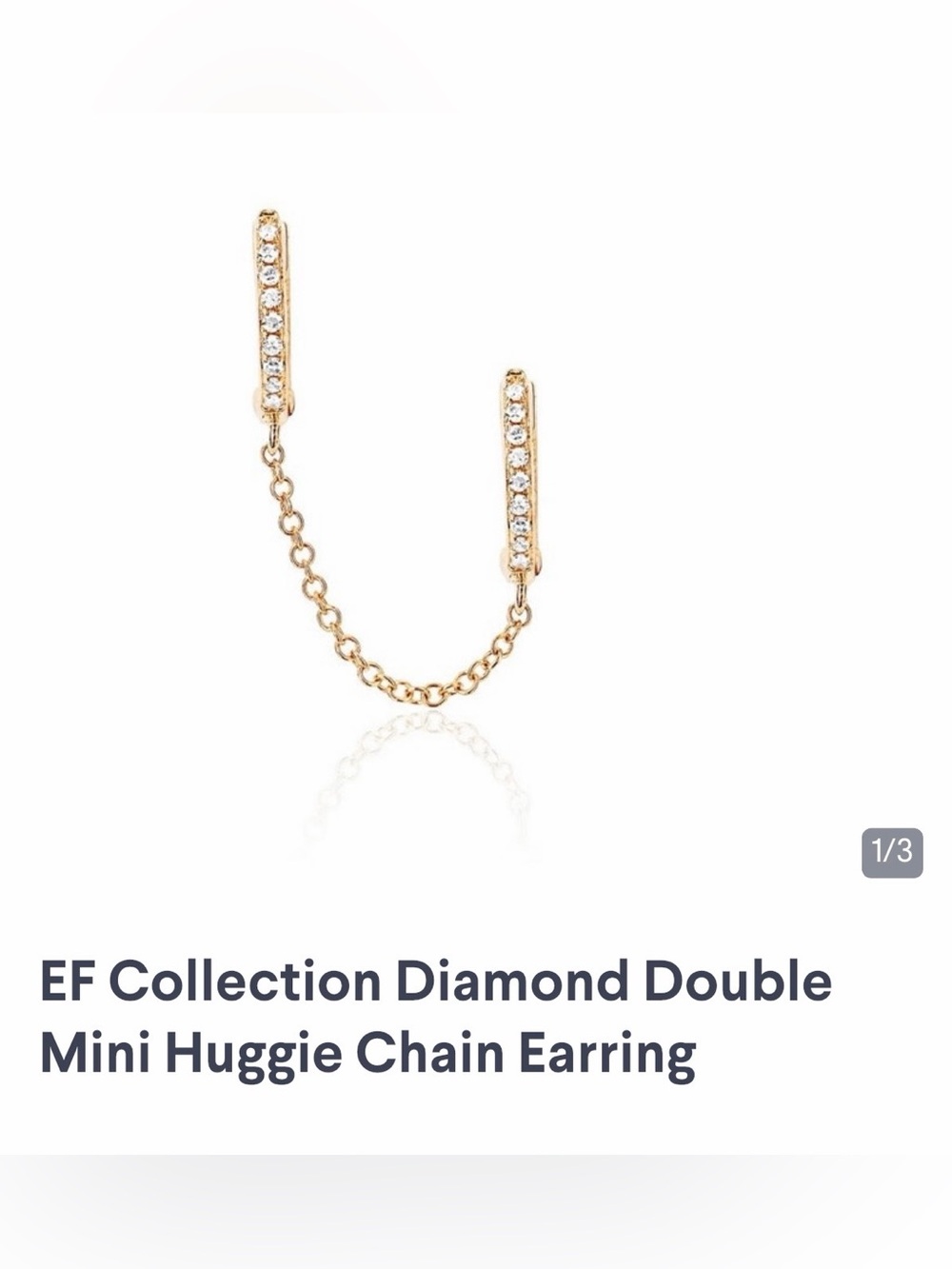 EF Collection Gold Diamond Double Mini Huggie Chain Earring